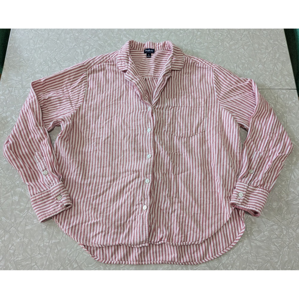 GapBody Womens Red White Striped Button Down Pajama Top Small Preppy Classic